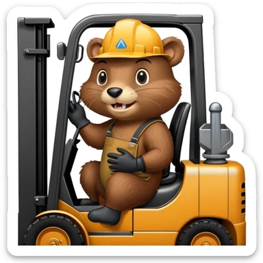 a forklift-driving beaver sticker