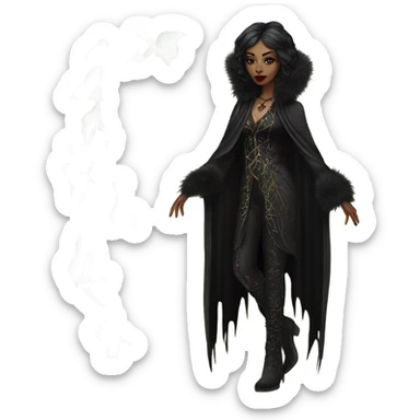 the morrigan goth woman version vines style furr robe stylish boots sticker