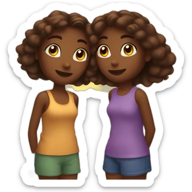 Two girl watching sunset sticker