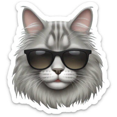 Grey Mainecoon cat with sunglasses sticker