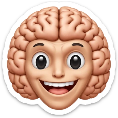 Un cerveau avec un immense sourire blanc, de beaux yeux noirs et des muscles sticker