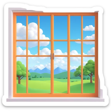a big window with a idyllic scenery skylight and clouds visible sticker