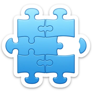 puzzle piece emoji in blue professional design for business presentation, clean edges, modern corporate aesthetic sticker