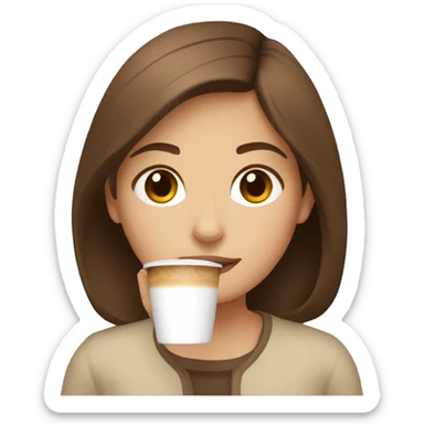 a girl with brown hair and brown eyes who drinks a latte  sticker