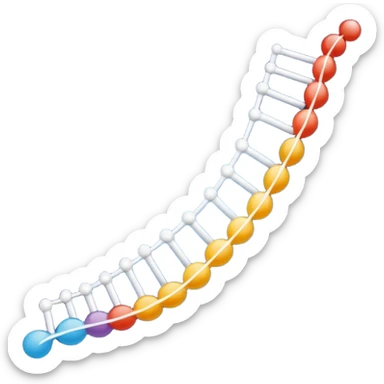 con of a single-stranded mRNA shaped as a half-helix; simple curved ribbon with small ticks for bases; balanced symmetry; flat vector, high contrast, transparent background, no text; suitable for app icon or presentation. sticker