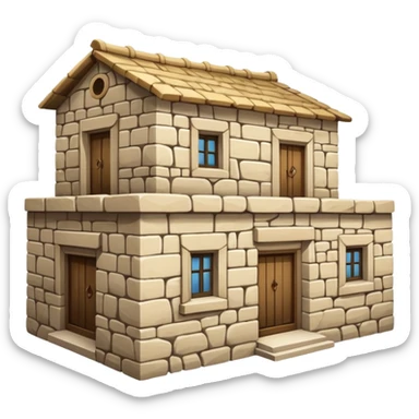 simple flat-roofed stone house, ancient Nazareth sticker