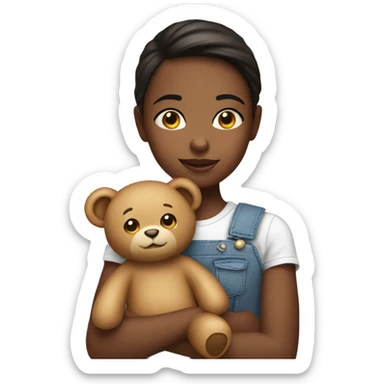 girl with teddy  sticker