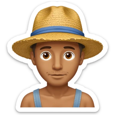 Visage. Homme Créole réunionnais ti jean chapeau paille savate  au pieds  sticker