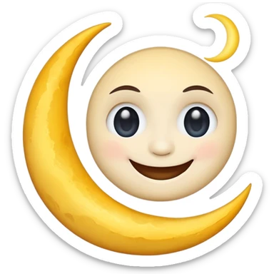 Smiling moon sticker