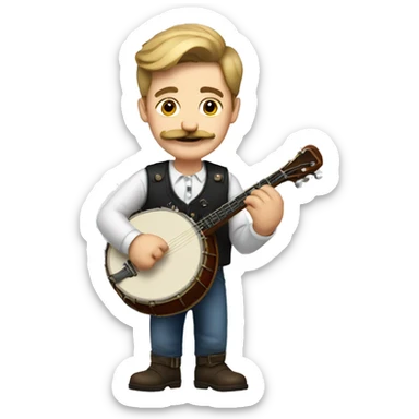 Young White man with mustache playing the banjo  sticker