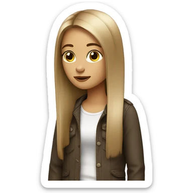 A girl with straight dirty blonde to light brown long hair sticker