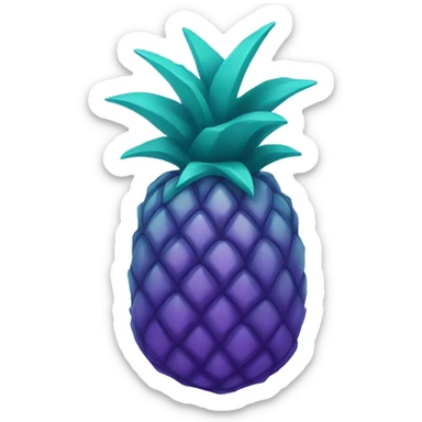 purple pineapple that is purple, on top of a teal seal that is teal sticker