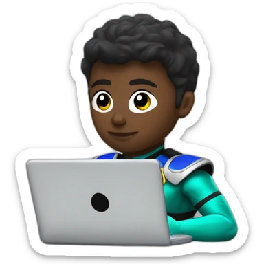 Power Rangers Black with Laptop busy with coding for Office Work by thinking future me sticker
