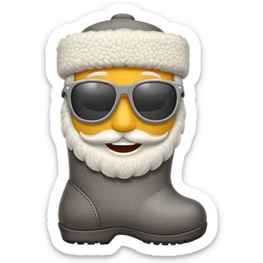 A cute traditional Russian felt boot (valenok) with a smiling face, wearing sunglasses and looking cool sticker