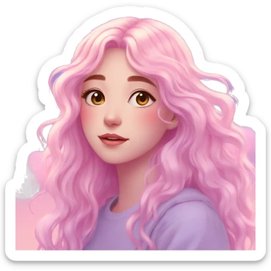 Dreamy pretty shiny colorful girl in nature pastelcore kawaii aesthetic sticker