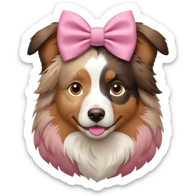 Australian shepherd with pink bow sticker
