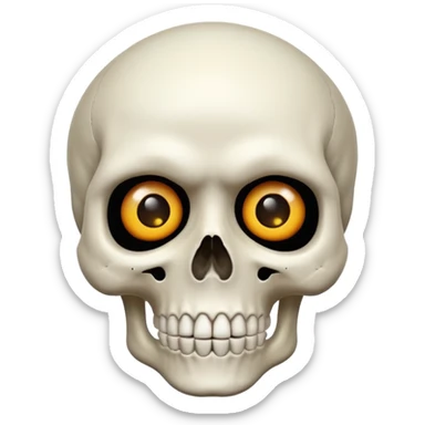 a skull face looking very suprized and mewing that looks very realistic sticker