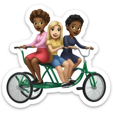 Marjorie, Taylor Green and Kelly Bobert riding a tricycle sticker