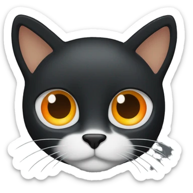 Black cat with white and orange stripe on the forehead and brown green blue eyes  sticker