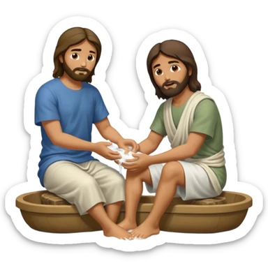 JESUS WASHING ANOTHER MANS FEET sticker