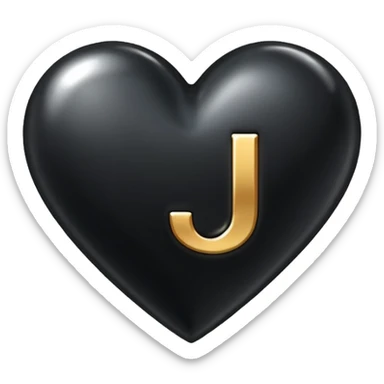 A black heart with the letter "J" in the middle in a pretty font sticker