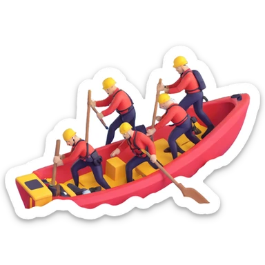 Team of marine geologists struggling to retrieve core samples in rough stormy ocean waves sticker