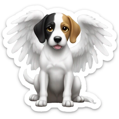 Dog white and a angel black flaying  sticker
