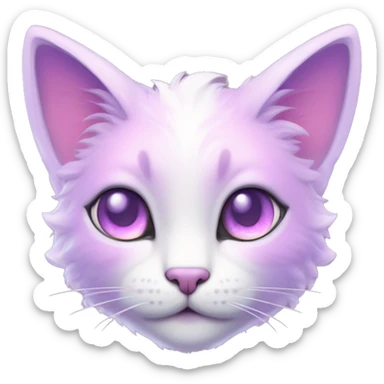 Kawaii colorful bright light pastel lilac-pink-white-gradient fantasy ethereal anthro feline fursona animal creature sticker