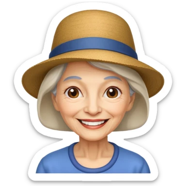 elderly woman with hat sticker
