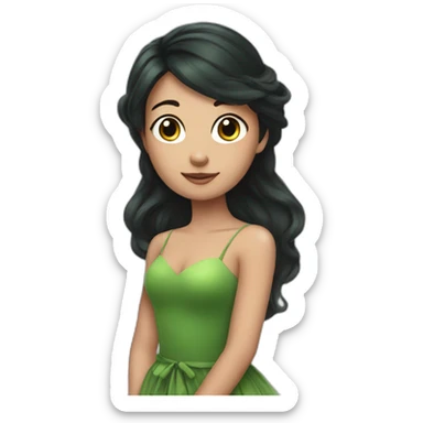 Instagram fairy with dark hair and green dress sticker