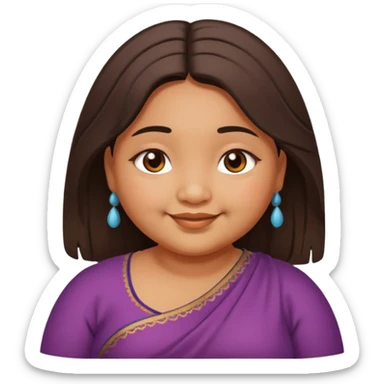 A north eastern brown (indian ) girl who is chubby but cute and her hair is mid length and her eyes are a little downturned sticker