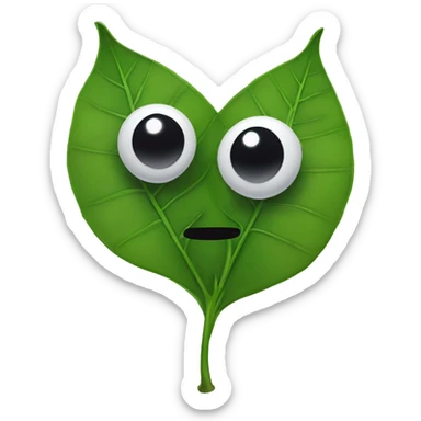 A leaf with thin black limbs, and two dot eyes with a  smile. sticker