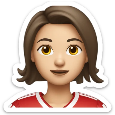 White skin brunette female playing football with very small basket ball sticker