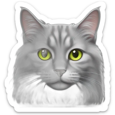gray long haired norwegian cat with lime color eyes sticker