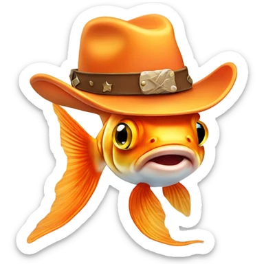 Goldfish with cowboy hat sticker