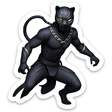 An icon representing an adventure game, inspired by stealth-action gameplay. The design features a shadowy ninja crouched on the back of a sleek black panther, moving silently through a moonlit bamboo forest. The atmosphere conveys secrecy, precision, and deadly agility. Transparent background. sticker
