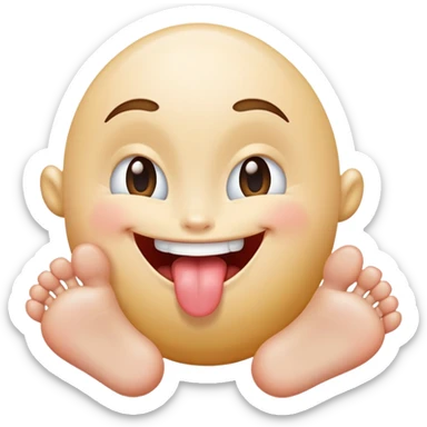 Smiling tongue out winky face feet sticking out sticker
