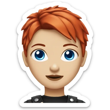 Female punk,red short hair blue eyes sticker