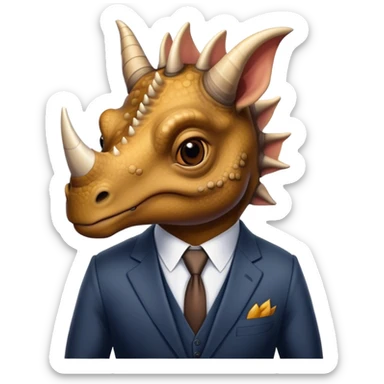 kind face of a triceratops in a suit sticker