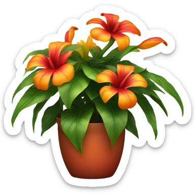 a tropical flower plant in a pot sticker