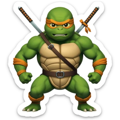 Angry Ninja turtle with completely white eyes sticker