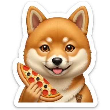 cute shiba inu eating pizza sticker