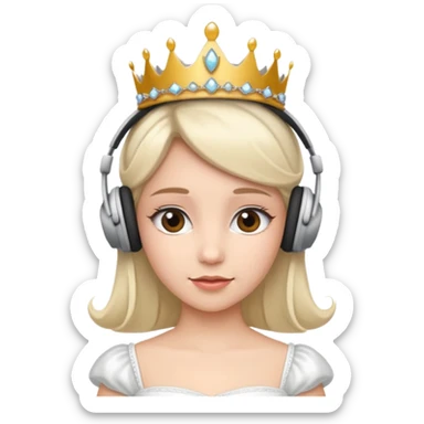 princess with headphones tiara and white dress sticker