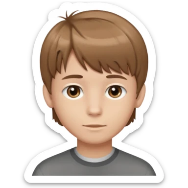 Crie um emoji de um menino com o cabelo castanho claro com uma franja e o corte low fade zumbi sticker