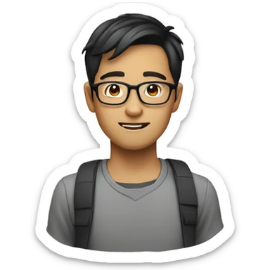 Asian male with glasses nerd sticker