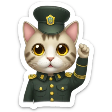 Saluting cat sticker