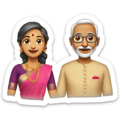 Married 50 year women in saree & 57 year men kurta sticker