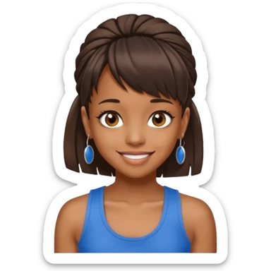 Lisa Left Eye Lopes brown eyes dark brown hair, blue tank top sticker