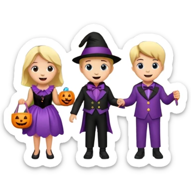 Kids trick or treating at a mansion sticker