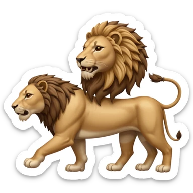 An emoji of a majestic lion from ancient Assyrian art, shown in a hunting scene. sticker